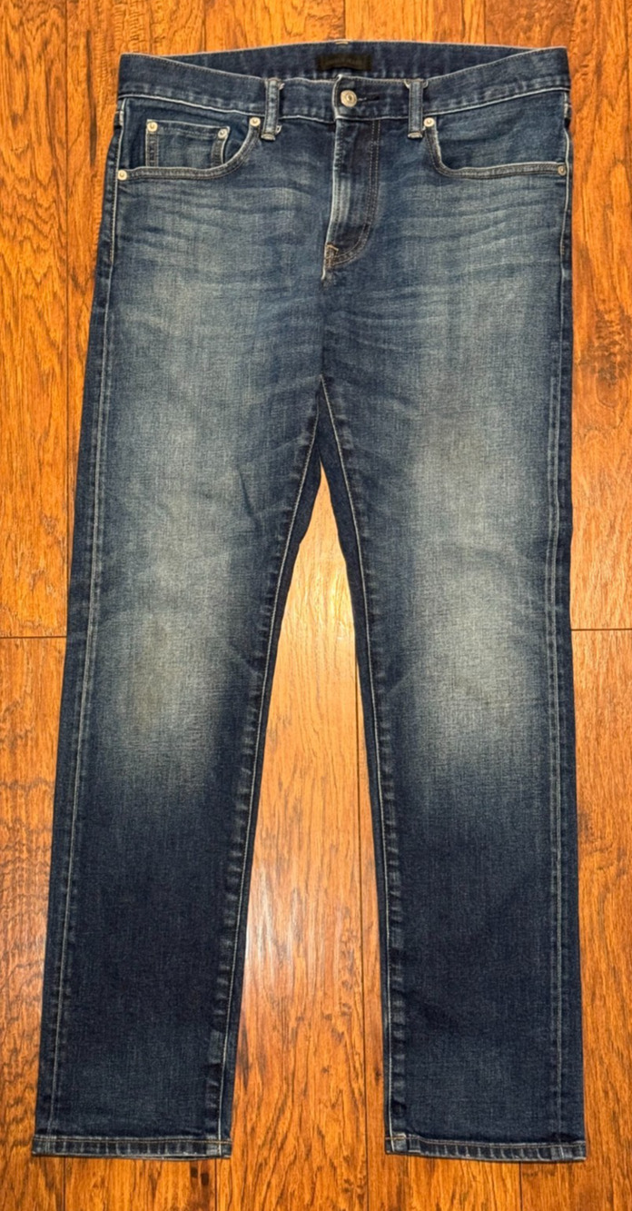 Uniqlo Jeans Blue Straight Denim Medium Wash RN139864 -Coffee Stain-Men's 32x32